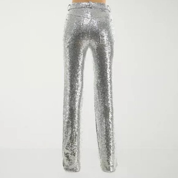 Premier Amour Sequin Womens Straight Fit Flare Trouser, X-large, Silver - Picture 2 of 2